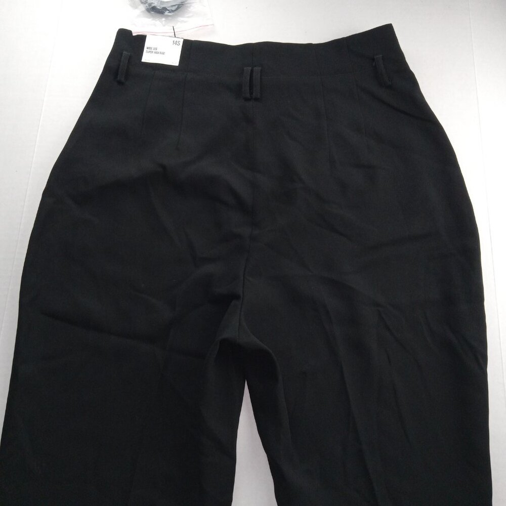 Express Women's Super High Rise Wide Leg Pant Size 14S Black Belted Pleated - Picture 4 of 9